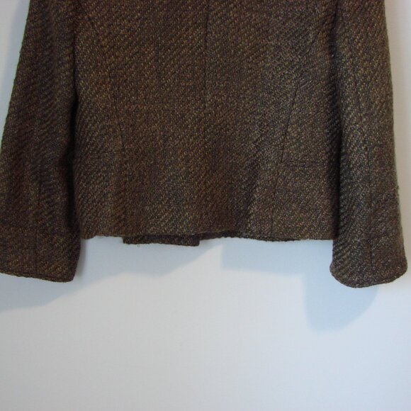 Tribal Wool Blend Brown Tweed Blazer Jacket One Button Pockets Office Size 10 - Picture 12 of 16